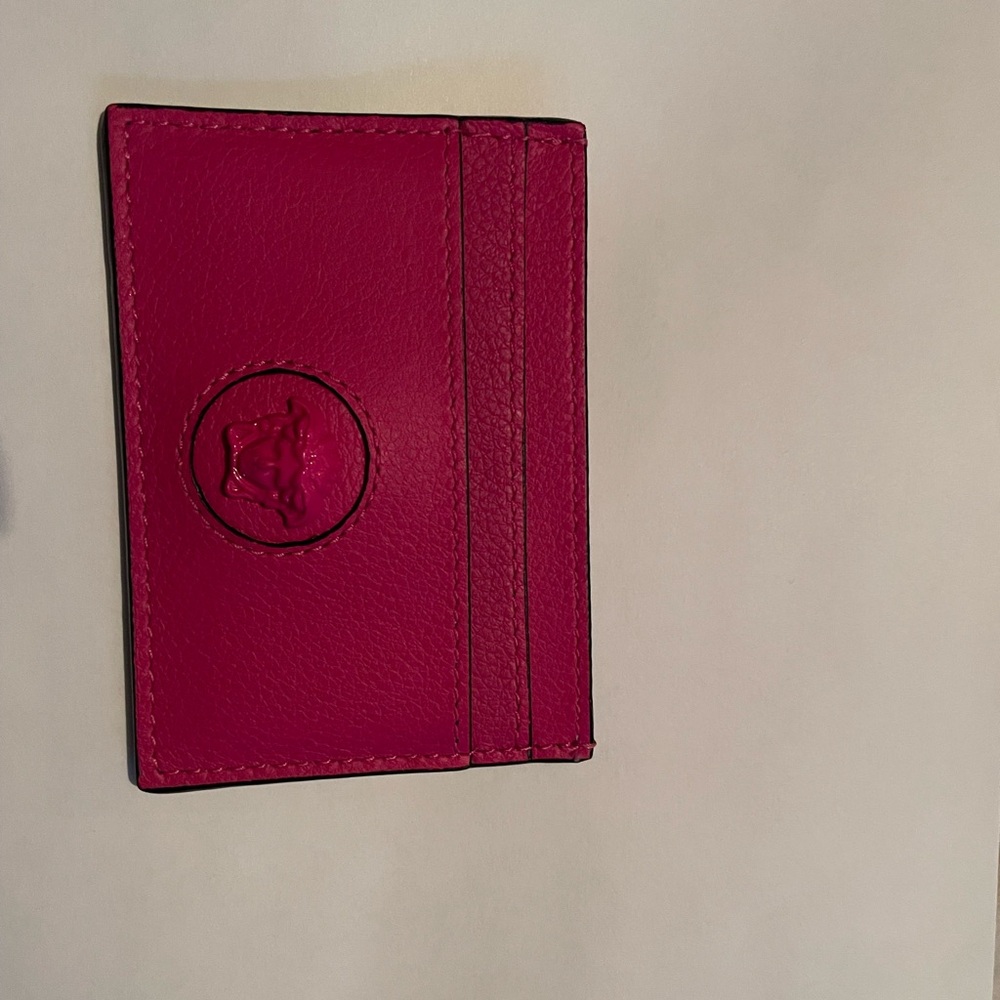 Hot pink Versace La Medusa head Leather Card Holder